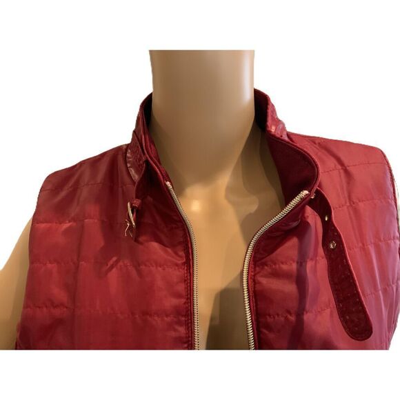 U-Bien Red Sleeveless Zip Puffer High Collar Zipper Pockets Womens Vest Size Med - Picture 2 of 12
